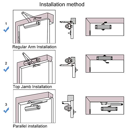 Onarway Door Closer/Closure Adjustable Automatic Size 3 Spring