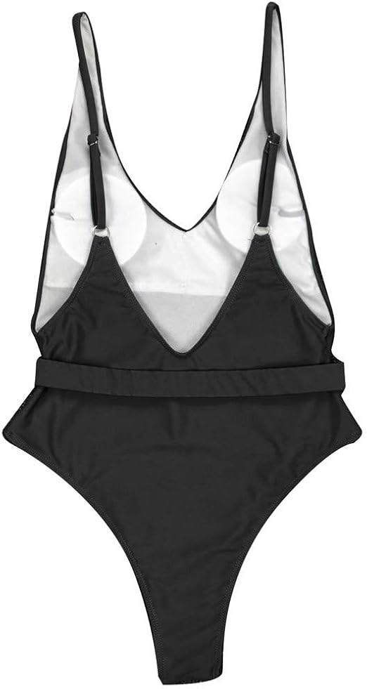 Buy girlove Women's One Piece Swimsuit Ladies Solid Color Cloth Belt