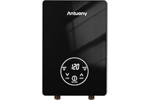Antuony 110V Tankless Electric Water Heater,4500W Under Sink On Demand Instant Hot Water Heater,LCD Touch Screen tankless Water Heater (Black)