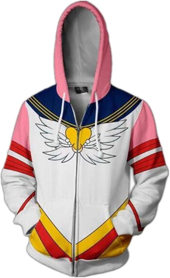 Amazon.com: Hoodies Mens Cardigans Sailor Moon Hoodie Anime Sweatshirt 3D Printed Cosplay Jacket 