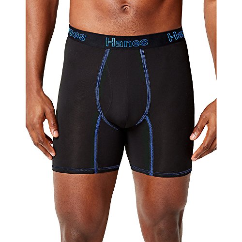 Hanes Men's 3-Pack Comfort Flex Fit Ultra Lightweight Mesh Boxer Brief, Black/Gray, Small