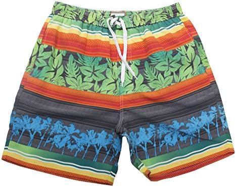 Tropi Sun Mens Multi Color Floral Boardshorts With Mesh Lining (X-Large,Green)
