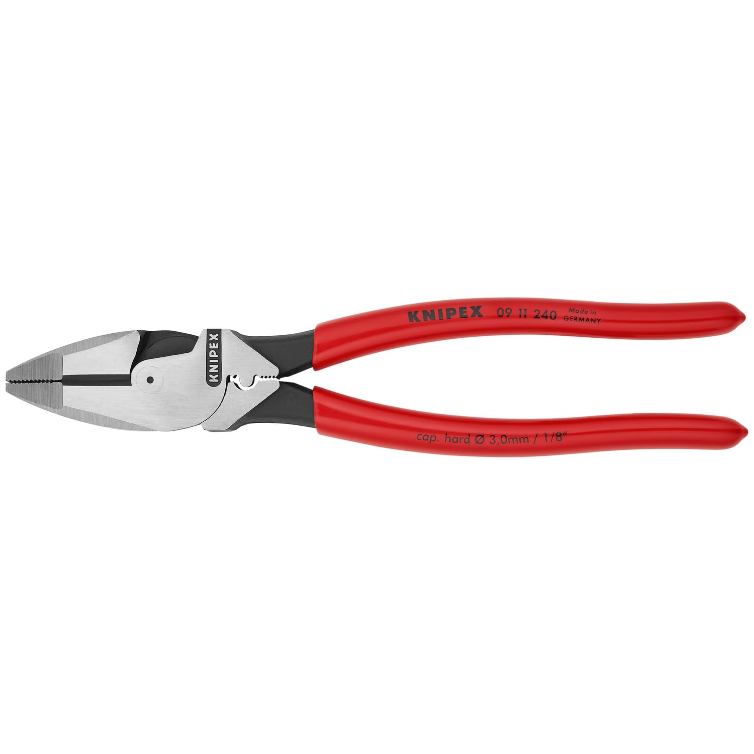 Knipex 09 11 240 SBA 9.5-Inch Ultra-High Leverage Lineman's Pliers with Fish Tape Puller and Crimper