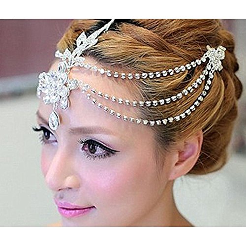 Rhinestone crystal forehead bridal hair accessories wed…