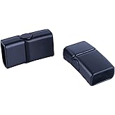 KONMAY Magnetic Jewelry Bracelet Clasps, 10 Sets 12.0x6.0mm Matte Black Flat Closure Magnetic End Caps for Leather Bracelet Making