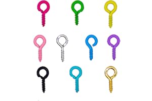 Tutuxio 1000pcs Colorful Mini Screw Eye Pins, Metal Screw-in Eye Bolts Eyes Hooks Kit, Mini Eye Screw Self-Tapping Hooks for Jewelry Making DIY