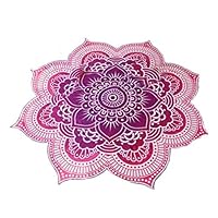 Cuikapu Round Lotus Beach Throw Tapestry Blanket Rug Foldable Tablecloth Beach Towel Round Yoga Mat Blue Camping Blanket (Color : Purple)