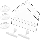 WLLKOO Window Bird Feeder 2 Pack Acrylic with 4 Rods Drain Holes 5.9 x 2.4 x view 6