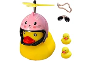 ACEDOAMARE Duck Bike Bell, Cute Rubber Yellow Duck Bicycle Accessories with LED Light Propeller Helmet Squeeze Horns for Cycling Motorcycle Handlebar Bicycle