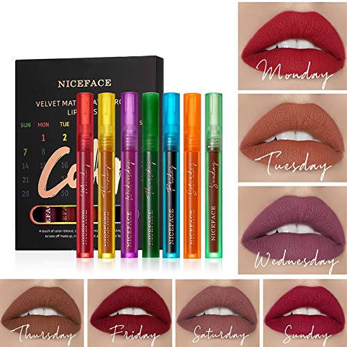 6pcs Matte Liquid Lipstick Waterproof Long-Lasting Lipstick Non-Sticky Formula,Gloss Kit Women Make Up Gift Set