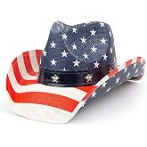CoreGear Patriot Men's Tea-Stained Straw Cowboy Hat, Shapeable Brim | Vintage tea-stained straw cowboy hat with shapeable brim and elastic band