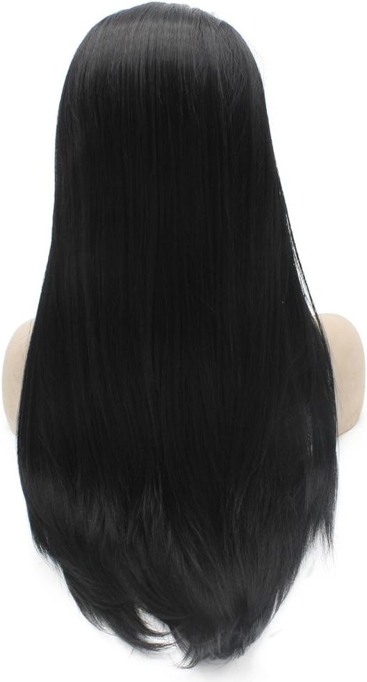 Long Straight Black Natural Synthetic Lace Front Wig - Image 5