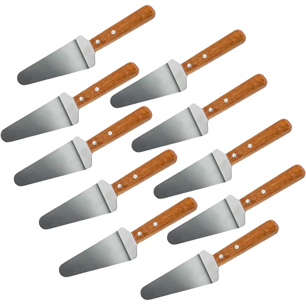 Photo 1 of 10 Packs Pizza Server Spatula Pie Servers Spatula With Wooden Handle Shovel Stainless Suitable For And Easy to Grip Pizza Spatulas Pie Server Cake Pizza Servers