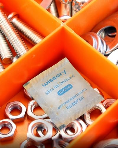 wisedry 10g x 30 Packs Silica Gel Sachets with Orange Pearl Humidity Indicator Dehumidifiers, Food Grade