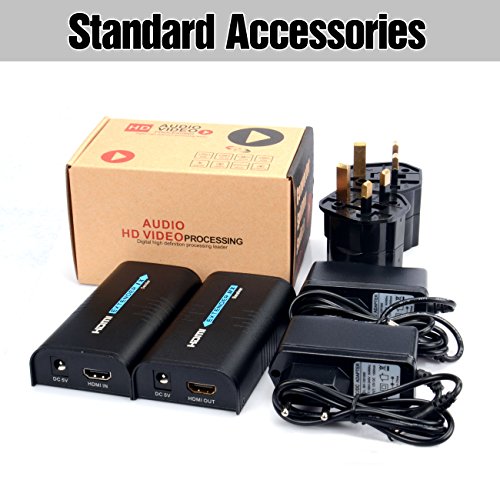 Basicolor HDMI Extender Over Cat5/Cat5e/Cat6/Cat6e Rj45 Support 1080P 253 PCS Of RX Cascade, HDMI RJ45 Transmitter And Receiver Extend Maximum 20KM