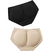 WDIRARA Women's 2 Piece High Waist Hip Pad Shapewear Panty Butt Lifter Tummy Control Underwear