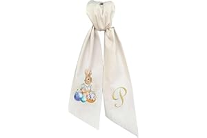 Monogram Easter Wreath Sash, Embroidered Bunny Ribbon for Front Door, Happy Easter Sash for Porch and Yard, Hand Tailored Spr