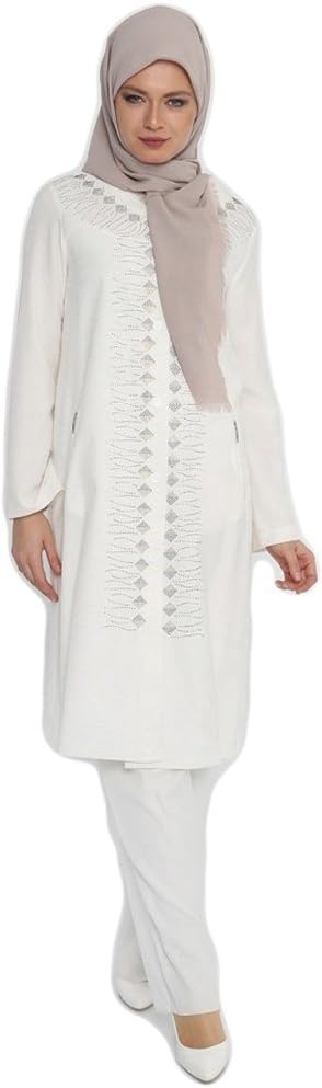 Taqwa Women's Hajj Umrah Ihram Tunic Set Lightweight Linen Feel White Humeyra