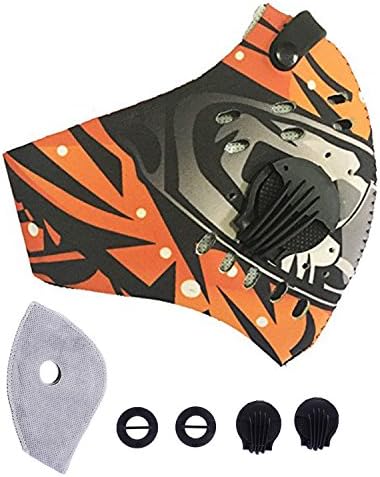 Tunity Activated Carbon Dustproof/Dust Mask - Filter Cotton Sheet and Valves for Exhaust Gas, Pollen Allergy, PM2.5, Running, Cycling, Outdoor Activities (Orange Camo)