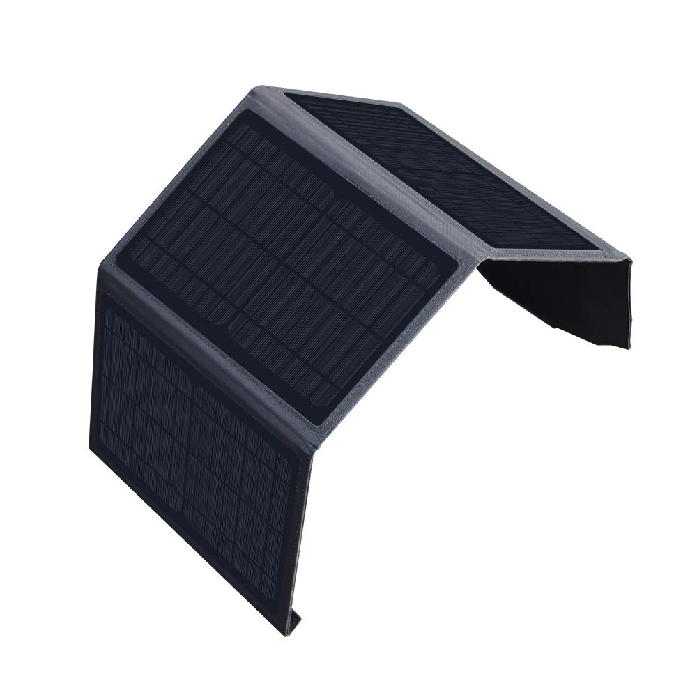 XINPUGUANG Solar Charger 21w Portable USB 5v 3A Output Outdoor Foldable Solar Panel Camping Travel for Smartphone, Tablet, Camera, Fan, Light, Power Bank (Black)