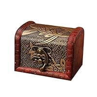 GONGting 1Pc Vintage Metal Lock Wooden Storage Box Jewelry Treasure Organizer Chest Case Gift Box (C)