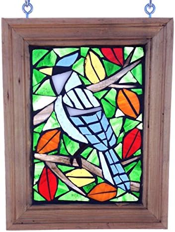 Blue Jay Stained Glass Mosaic Suncatcher