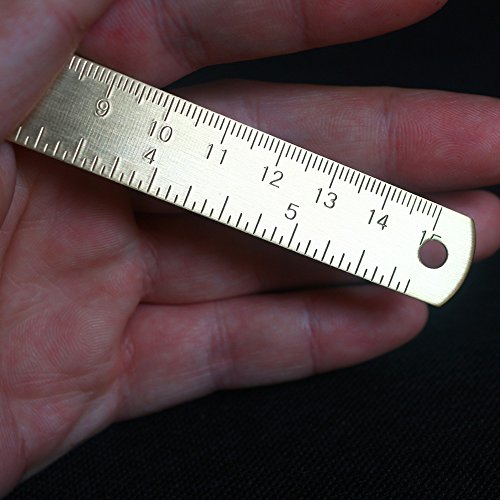 EKLOEN 6 Inch Brass Ruler, Durable Tiny Ruler, Ideal for Notebooks, Planners, Diaries and As a Bookmark