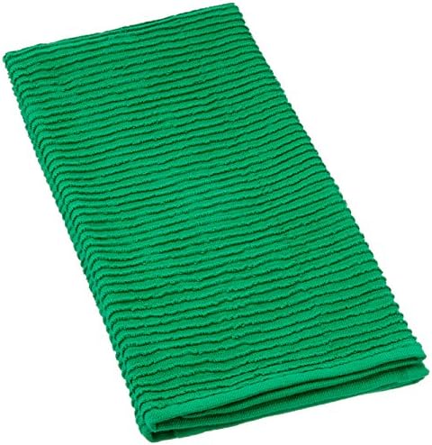 MUkitchen Ridged Texture Cotton Dishcloth, 12 by 12 Inches, Emerald