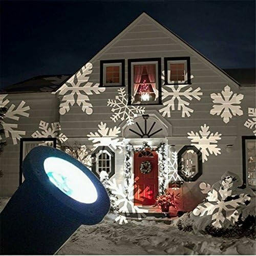Lilyminiso outdoor Waterproof Landscape Projector LED Light, Multi-color Snowflake Lamp Light Moves Automatically LED Spotlight xms Stage Light, Laser Light Wall Decoration for Christmas Party (white)