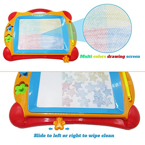 Magnetic Doodle Writing/Drawing Board – Multi-Color Erasable Pad With 2 Magnetic Shapes - Educational Learning Travel Gift For Kids, Teens and Adults – Orange - Thumbnail 2