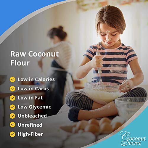 Coconut Secret Raw Coconut Flour - 1 lb - High Fiber, Unheated, Unbleached, Unrefined Grain Flour Alternative - Organic, Vegan, Non-GMO, Gluten-Free, Kosher - 32 Servings