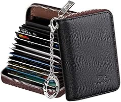 FurArt Credit Card Wallet, Zipper Card Cases Holder for Men Women, RFID Blocking, Key Chain, Compact Size