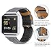 Jobese Compatible with Fitbit Blaze Bands, Soft Classic Canvas Fabric Straps with Genuine Leather Bands with Silver Metal Frame Compatible with Fitbit Blaze Bands Men Women