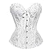 Frawirshau Women's Lace Up Boned Overbust Corset Bustier Bodyshaper Top White XL