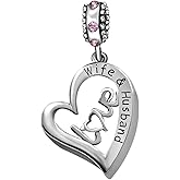 JMQJewelry Wife Husband Love Heart Birthstone Womens Beads Charms for Bracelets Valentine Christmas Graduation Jewelry