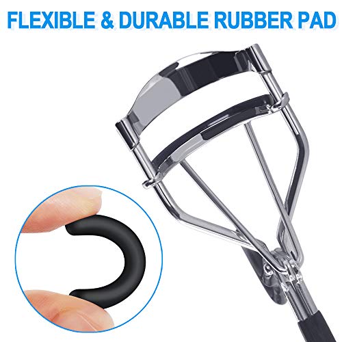 Eyelash Curler Refill 30 Pcs Eyelash Curler Pads Rubber Black Eyelash Curler Replacement Pads with Hard Storage Case for Universal Eyelash Curler