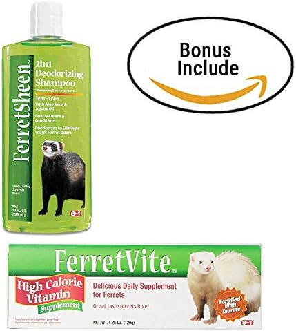 Deodorizing Ferret Shampoo With Conditioner Effect &amp; Smell Odor Remover, Aloe Vera &amp; Jojoba Oil (1) Ferret Paste Ferret Vite With Multi Vitamins For Ferrets (1) Thematic Bonus (1)