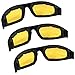 All Weather Protective Shatterproof Polycarbonate Motorcycle Riding Goggle Glasses 3 Pack Set Pouches NOT included (Night Ride Pack)