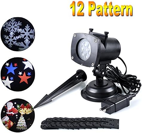 WOlight LED Projector Lights 12 Patterns Stars Snowflake Christmas Party Festival Waterproof Night Light for Outdoor Indoor Decoration with 180° Rotating Timer Image Motion Speed Control Function