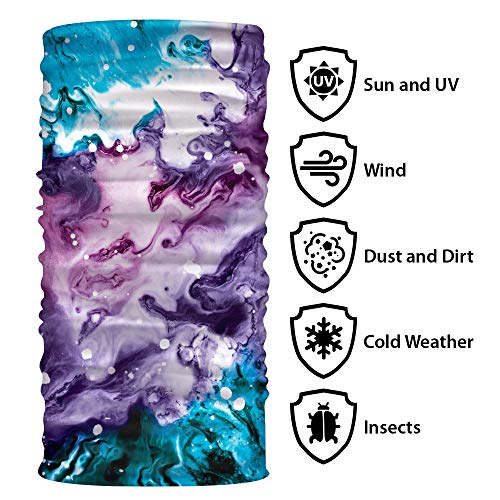 WIRESTER Bandana Mask, Headwear, Scarf for Running, Cycling, Fishing, UV Protection - Purple Mixed Oil Paint, Medium