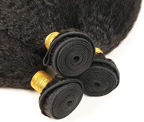 Ladiaryf Yaki Straight Bundles Human Hair Bundles 16 18 20 inch Kinky Straight Hair 3 Bundle 10A Brazilian Kinky Straight Human Hair Weave For Black Women Natural Color - Image 5