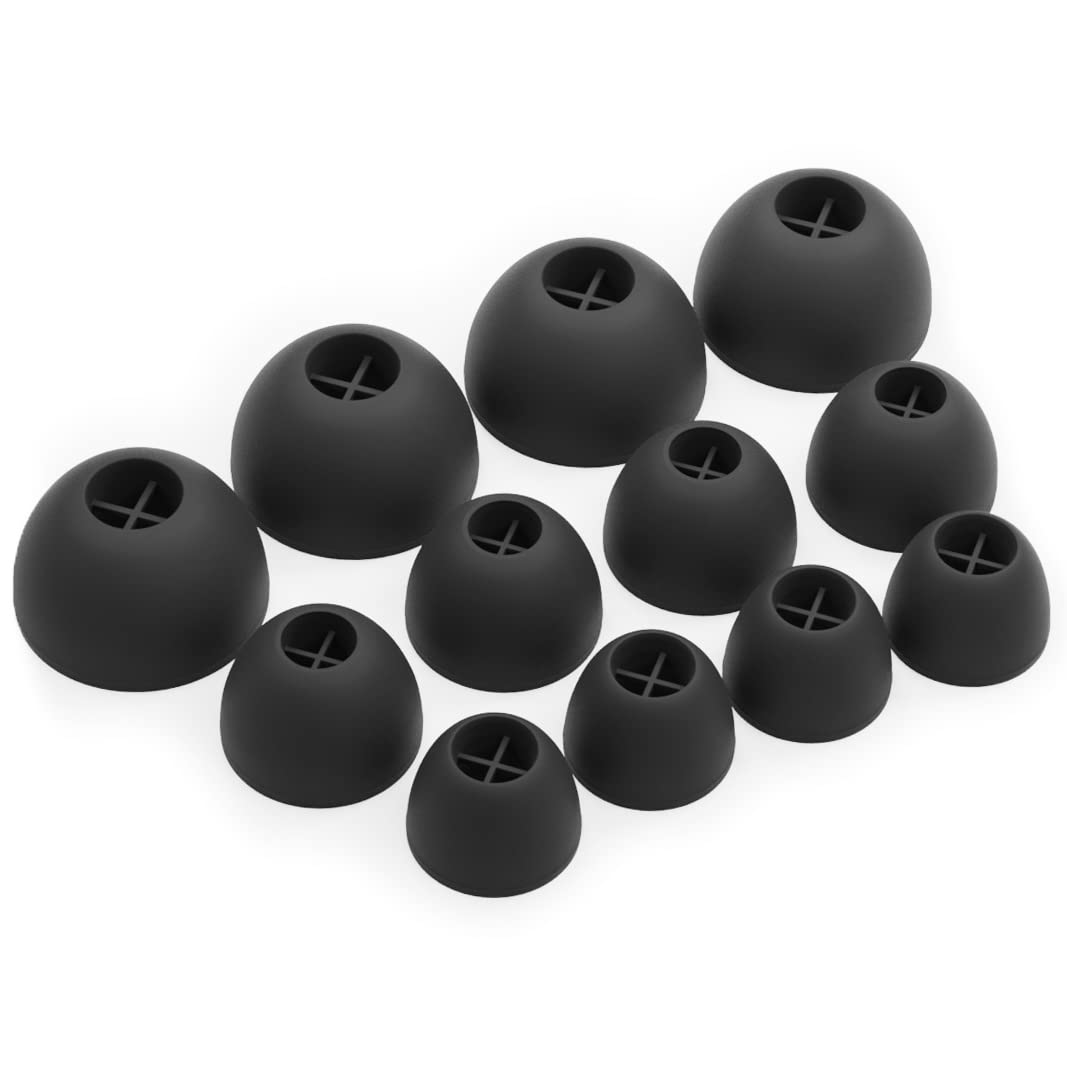 Okuli Set of 12 Silicone EarBuds Ear Tips For Sennheiser Momentum 1, 2, 3 Earphones in Black