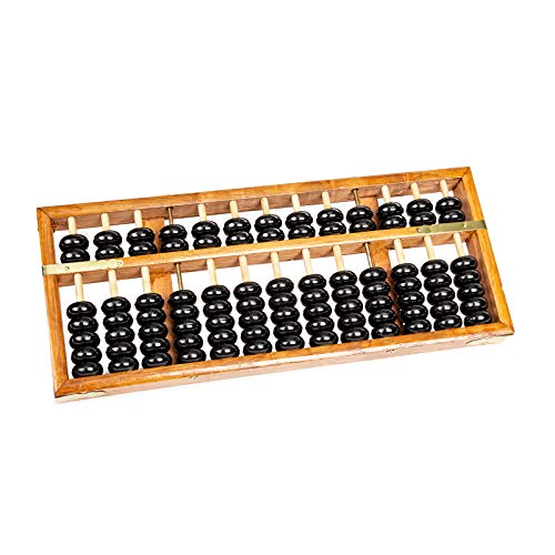 Asian Home Vintage-Style 13 Column Rods Wooden Abacus Professional Soroban Chinese Japanese Calculator Counting Tool (Large) - 14.5" x 6"