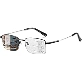 PEEPAI Photochromic Progressive Multifocus Reading Glasses UV Protection Anti Blue Light Transition Eyeglasses for Men Women