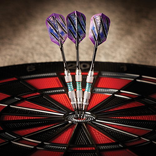 Viper Bobcat Adjustable Weight Soft Tip Darts with Storage/Travel Case: Nickel Silver Plated, Light Blue Rings, 16-18 Grams