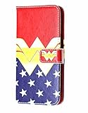 iPhone 7 Wallet Case, iPhone 7 Case, DURARMOR Wonder Woman Premium PU Leather Wallet Case with ID Credit Card Cash Slots Flip Stand Wrist Strap Cover Carrying Case for iPhone 7