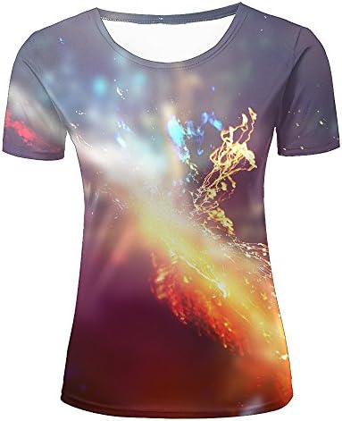liangjinyan Women 3D Printed Graphic Tee Shirt Light Outburst Fire Smoke Summer Short Sleeve T-Shirt XXL