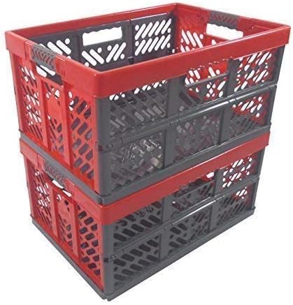 2 x Professional - Folding Box GERMAN TÜV certified 45 L to 50 kg anthracite / red Faltbox Plastic Box Crate