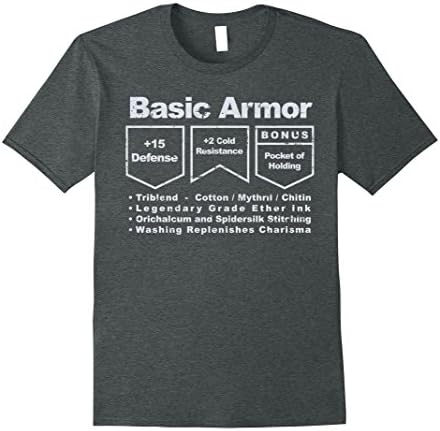 Mens Basic Armor- Role Playing T-Shirt - Distressed Mythril White 3XL Dark Heather
