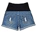 Women’s Summer Adjustable Elastic Care Belly Denim Shorts Jeans for Maternity Pregnant (Asian L, Blue)